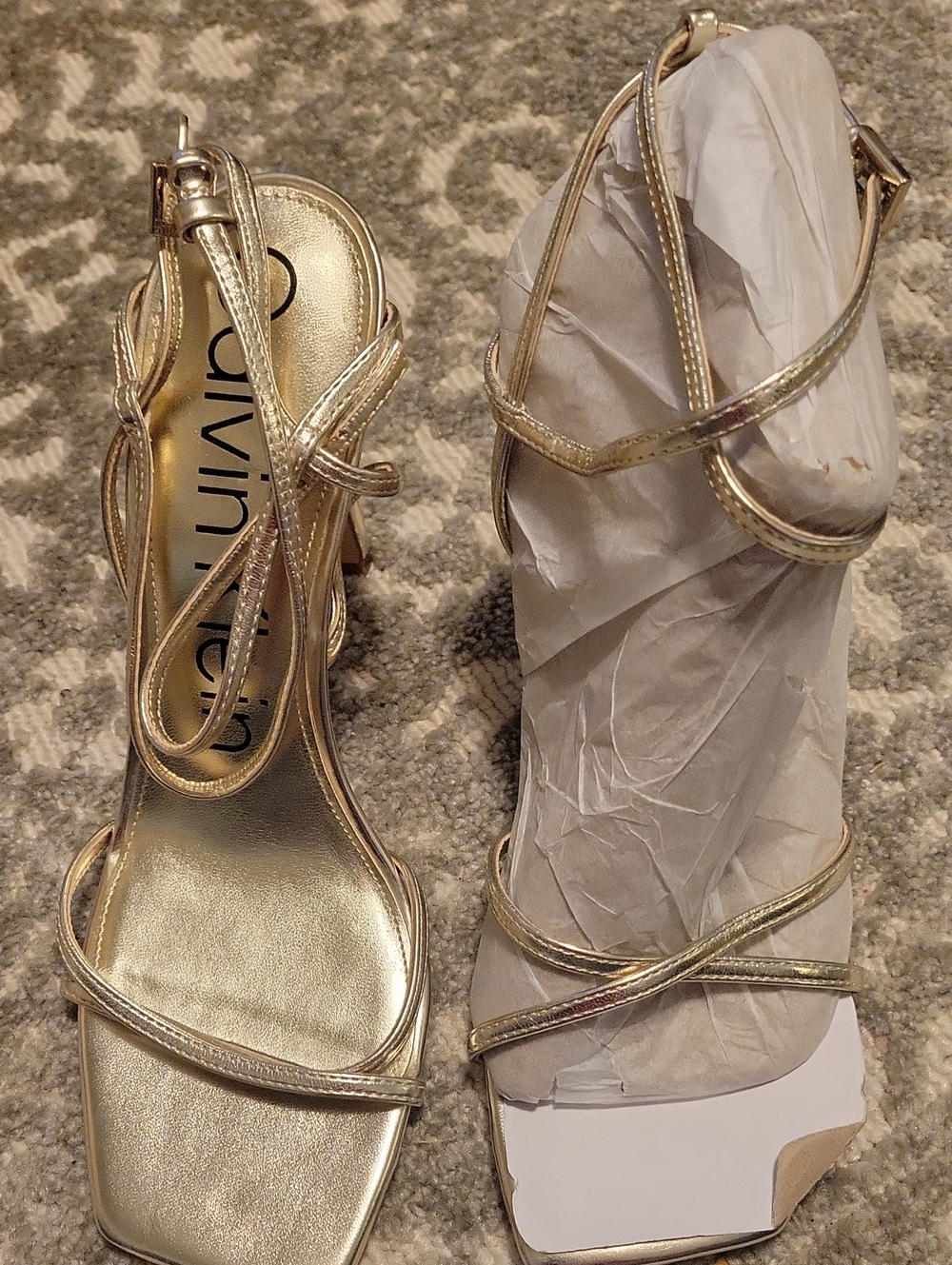 Olivia Miller Metallic Gold Strappy Sandal Heels